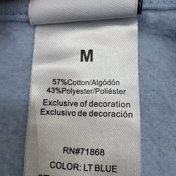 STITCH Disney Ohana Lilo & Stitch Light BLUE Hoodie Zip‎ Jacket SZ Medium Casual - Picture 9 of 13